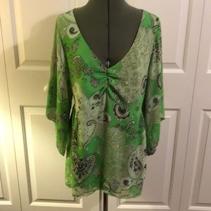 Lime green Esmeralda ladies dress blouse